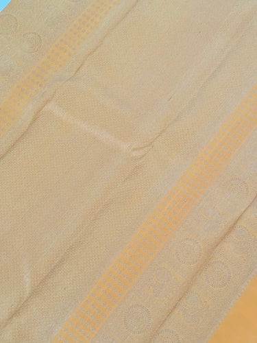 Exclusive Tribal Art Kanchivaram Korvai Pure Silk Pure Zari Silk Saree | Warli Inspired | Off-White | Handwoven | Ships from California